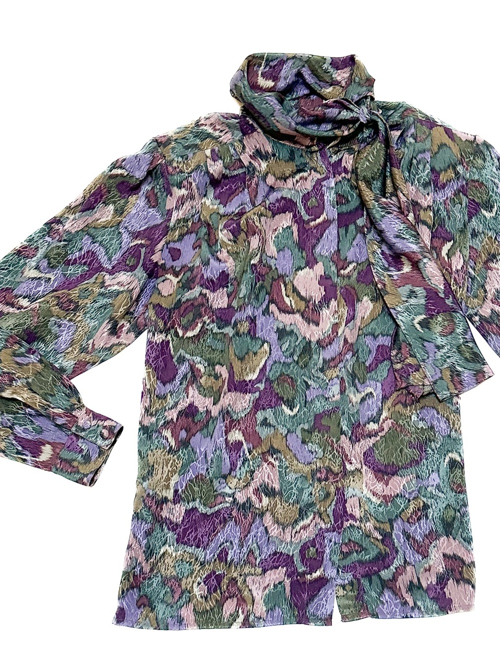 1980’s La Chine Classic by Galinda Wang Japanese Satin Wave Bohème Poets Blouse